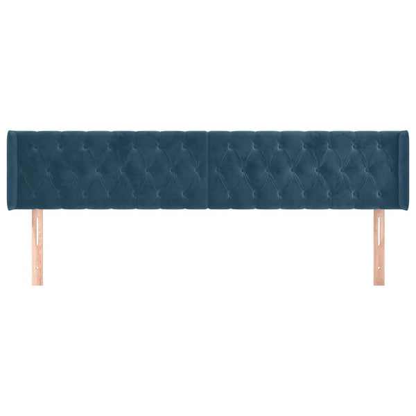 Kopfteil mit Ohren Dunkelblau 203x16x78/88 cm Samt