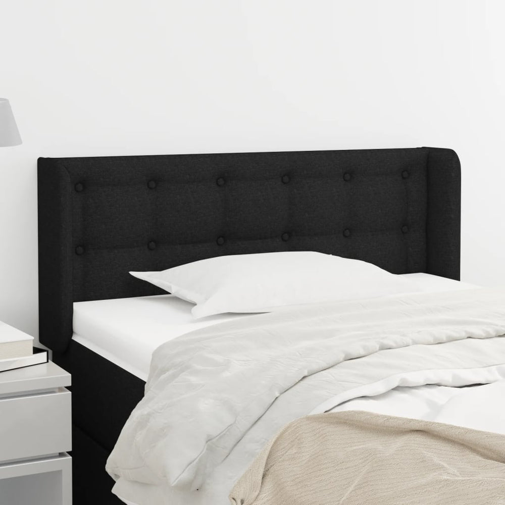 Kopfteil mit Ohren Schwarz 83x16x78/88 cm Stoff