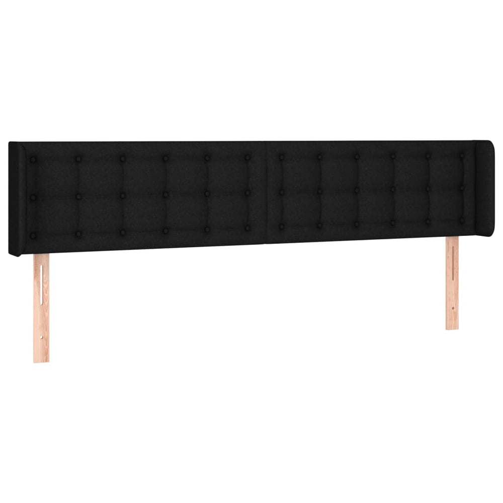 Kopfteil mit Ohren Schwarz 203x16x78/88 cm Stoff