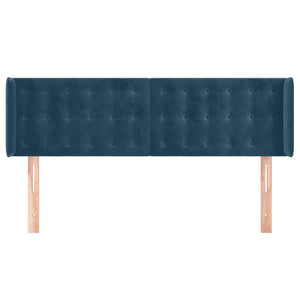 Kopfteil mit Ohren Dunkelblau 147x16x78/88 cm Samt