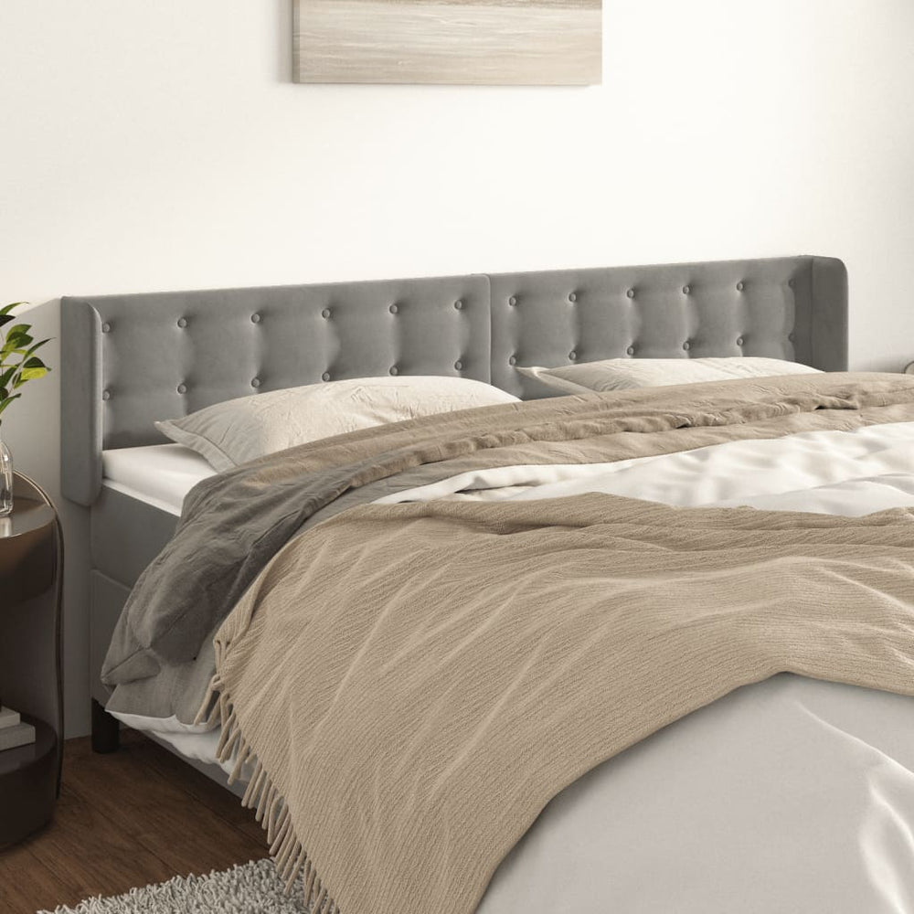 vidaXL Wingback Headboard Light Gray 163x16x78/88 cm Velvet