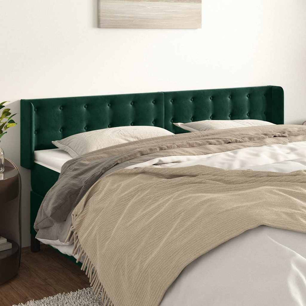 vidaXL Wingback Headboard Dark Green 163x16x78/88 cm Velvet