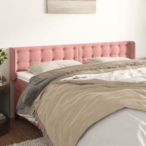 vidaXL Wingback Headboard Pink 163x16x78/88 cm Velvet