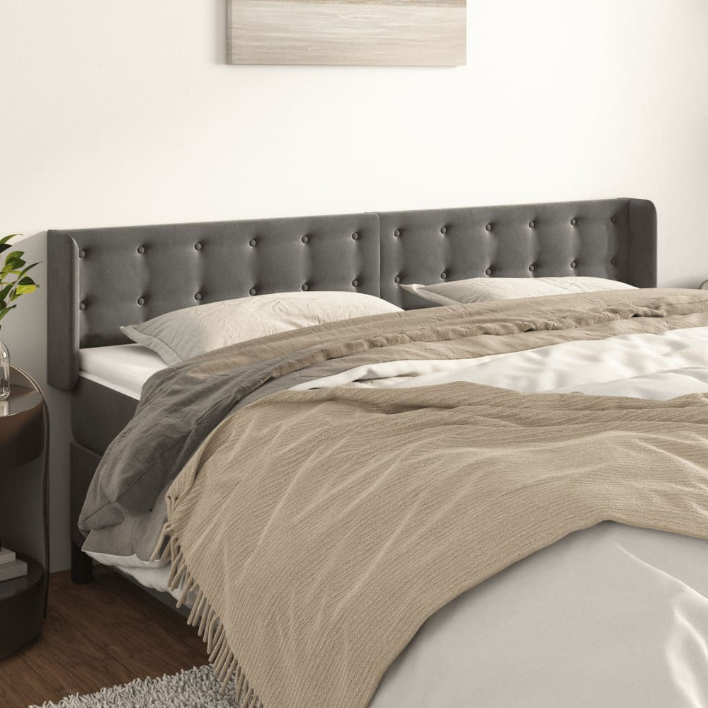 vidaXL Wingback Headboard Dark Grey 183x16x78/88 cm Velvet