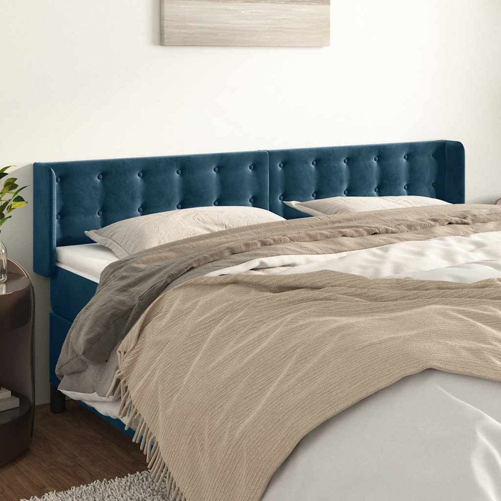 vidaXL Wingback Headboard Dark Blue 183x16x78/88 cm Velvet