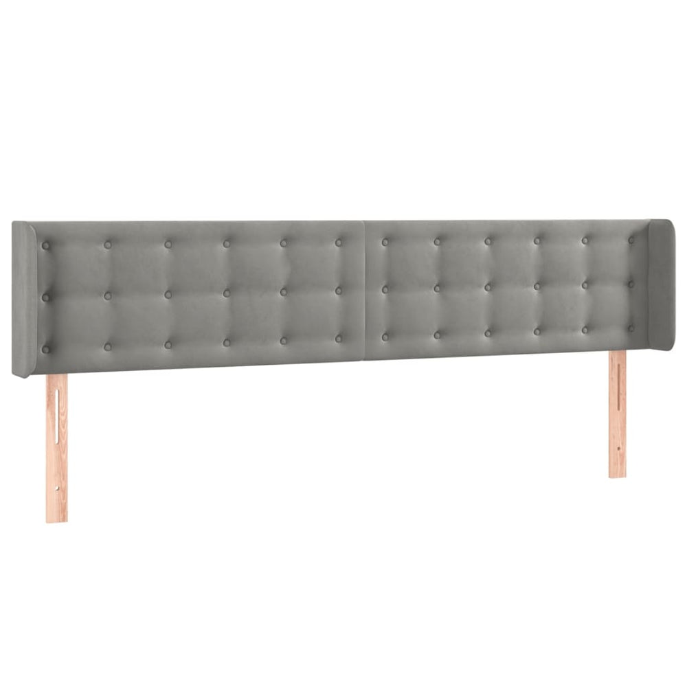 vidaXL Wingback Headboard Light Grey 203x16x78/88 cm Velvet