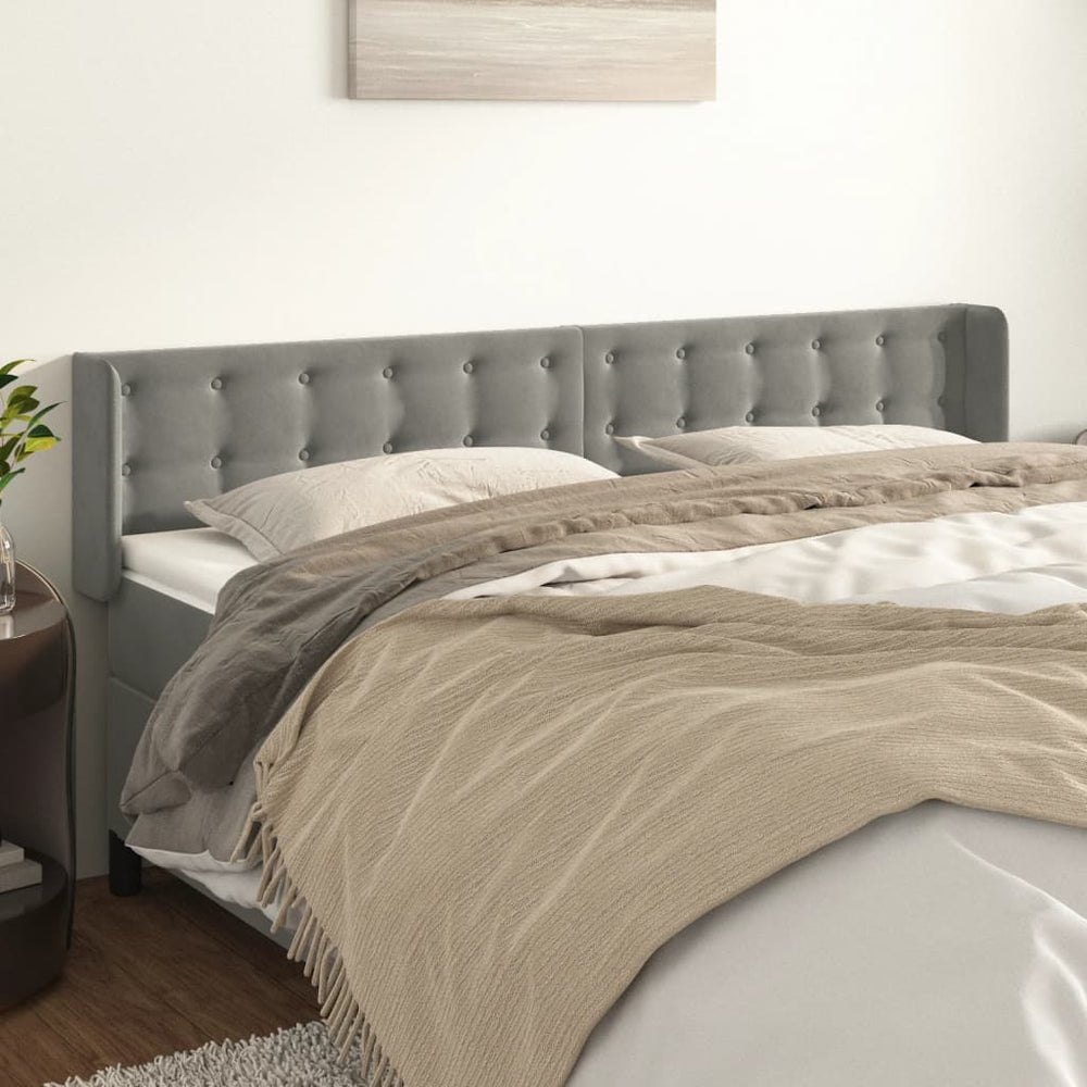 vidaXL Wingback Headboard Light Grey 203x16x78/88 cm Velvet