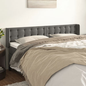 vidaXL Wingback Headboard Dark Grey 203x16x78/88 cm Velvet