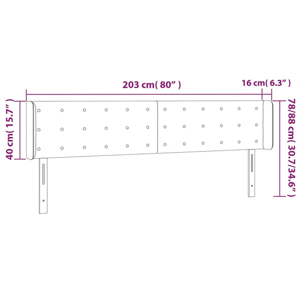 vidaXL Wingback Headboard Black 203x16x78/88 cm Velvet