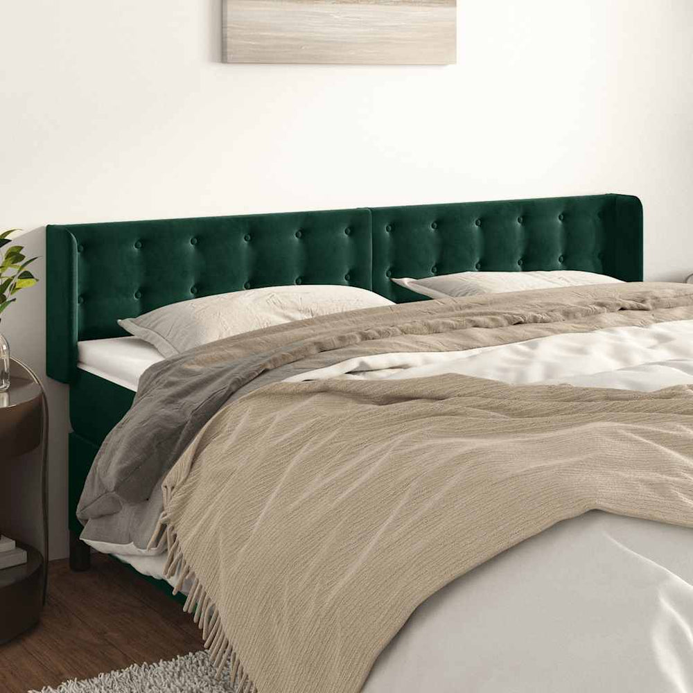 vidaXL Wingback Headboard Dark Green 203x16x78/88 cm Velvet