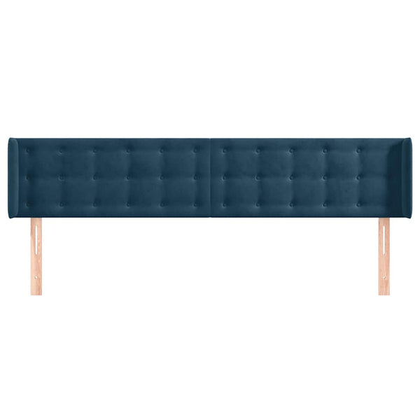 vidaXL Wingback Headboard Dark Blue 203x16x78/88 cm Velvet