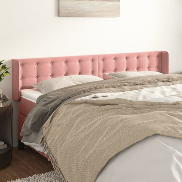 vidaXL Wingback Headboard Pink 203x16x78/88 cm Velvet