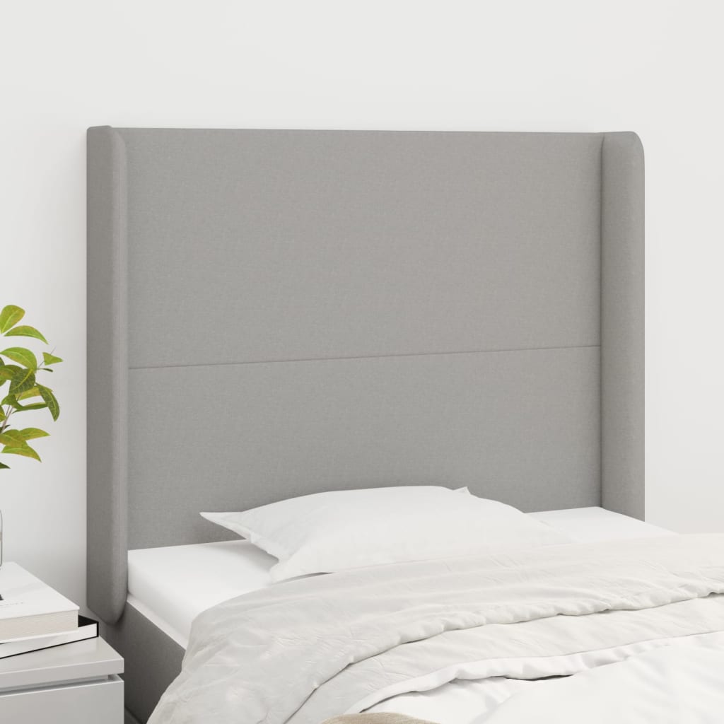 vidaXL Wingback Headboard Light Grey 83x16x118/128 cm Fabric