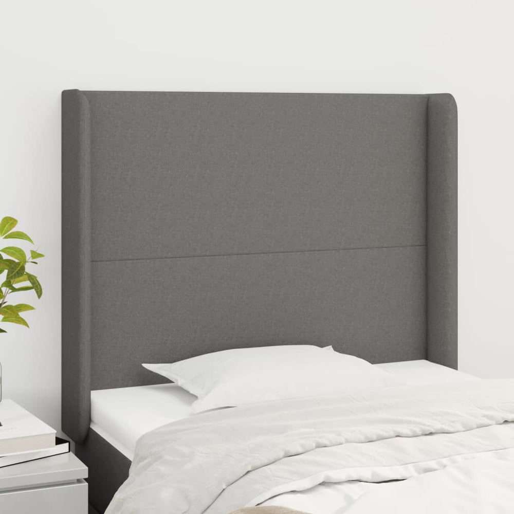 vidaXL Wingback Headboard Dark Grey 83x16x118/128 cm Fabric