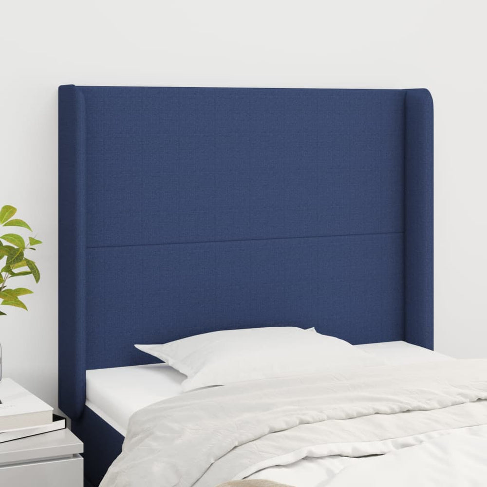 vidaXL Wingback Headboard Blue 83x16x118/128 cm Fabric