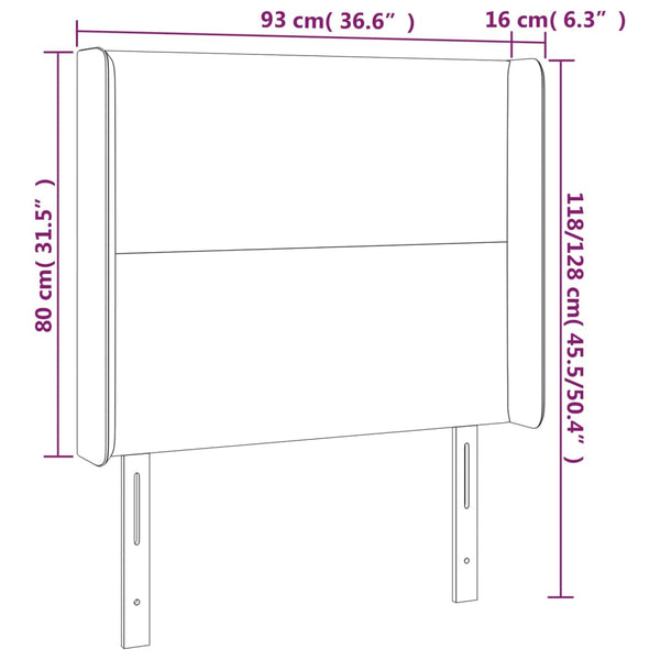 vidaXL Wingback Headboard Light Grey 93x16x118/128 cm Fabric