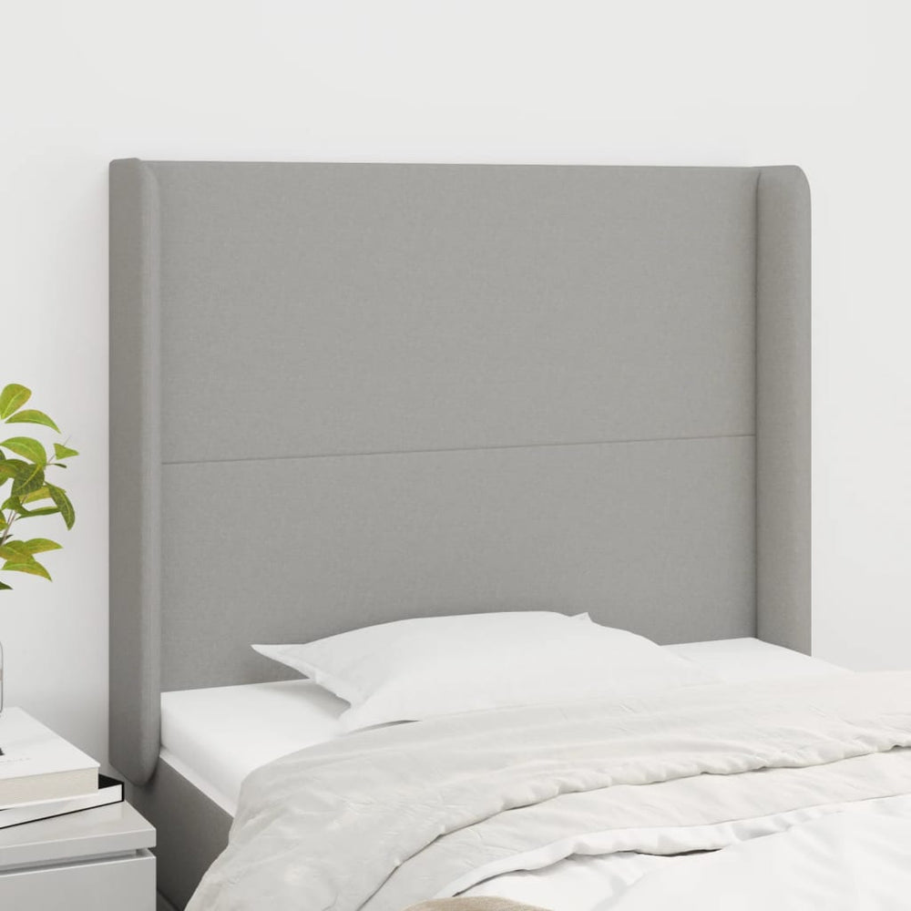 vidaXL Wingback Headboard Light Grey 93x16x118/128 cm Fabric