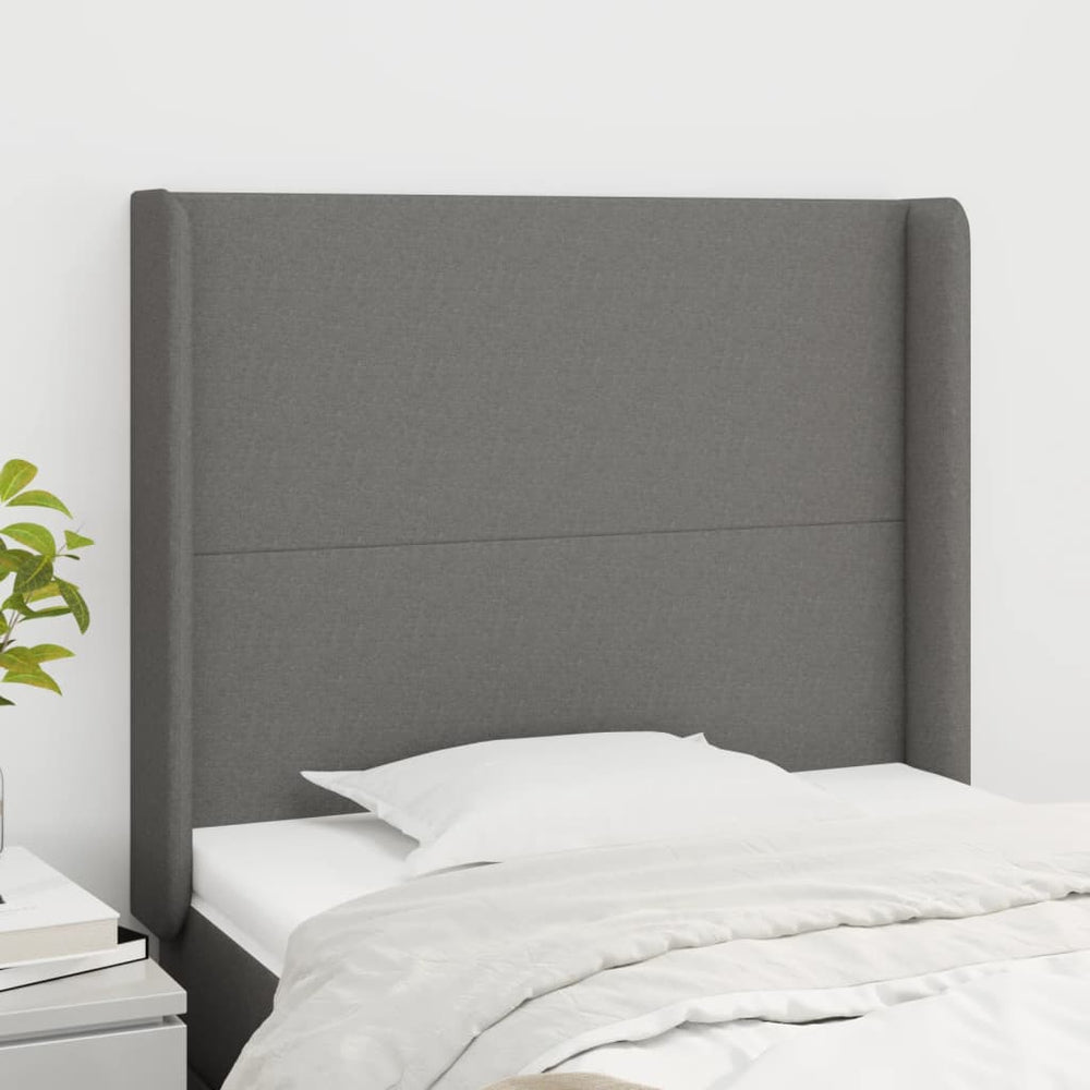 vidaXL Wingback Headboard Dark Grey 93x16x118/128 cm Fabric