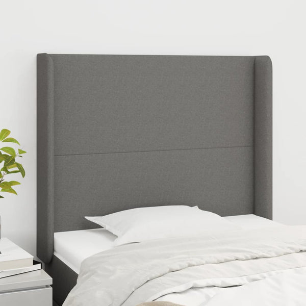 vidaXL Wingback Headboard Dark Grey 93x16x118/128 cm Fabric
