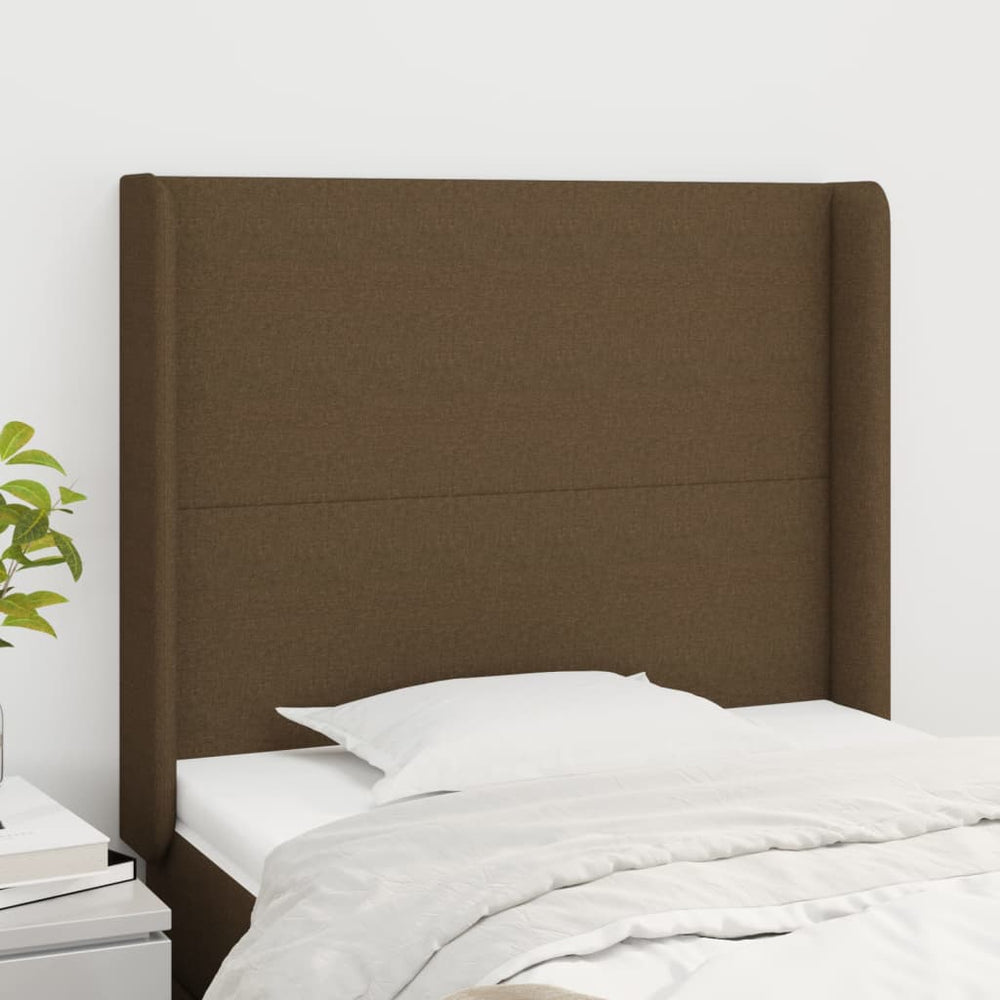 vidaXL Wingback Headboard Dark Brown 93x16x118/128 cm Fabric