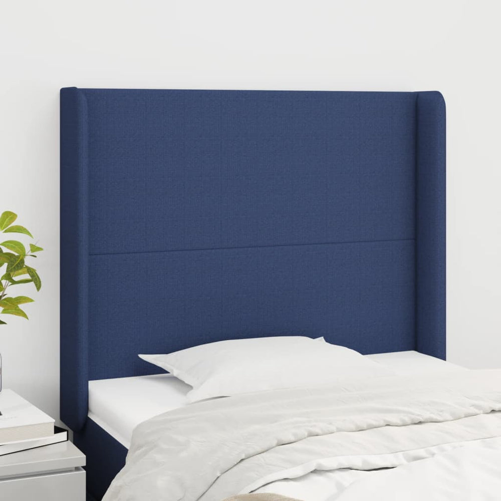 vidaXL Wingback Headboard Blue 93x16x118/128 cm Fabric