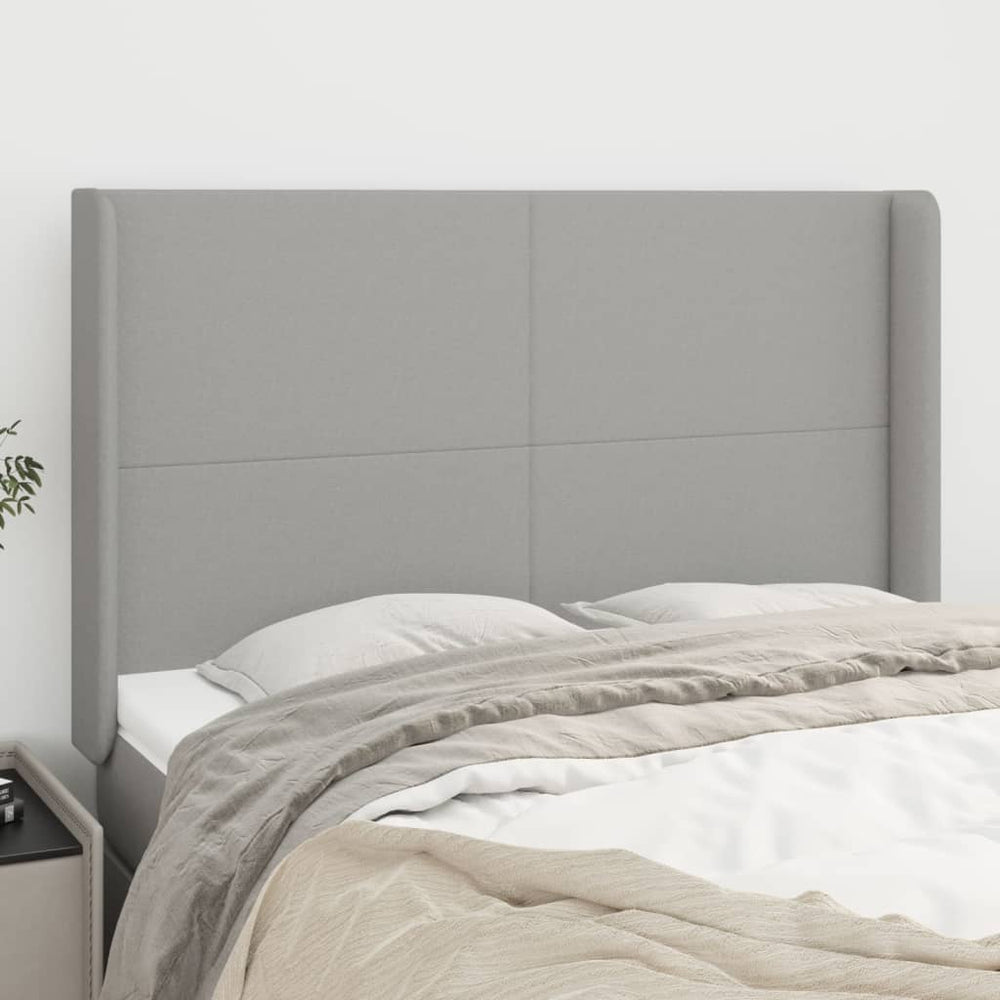 vidaXL Wingback Headboard Light Gray 147x16x118/128 cm Fabric