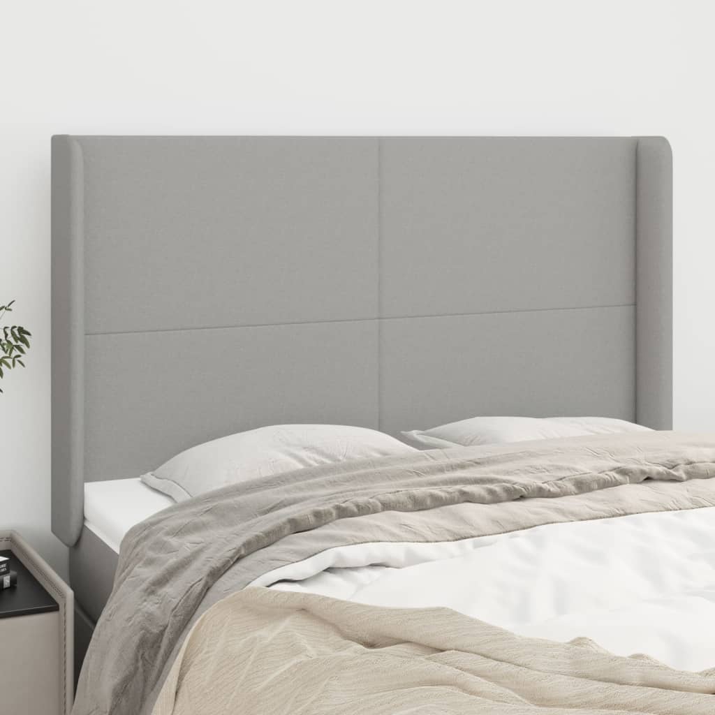 vidaXL Wingback Headboard Light Gray 147x16x118/128 cm Fabric