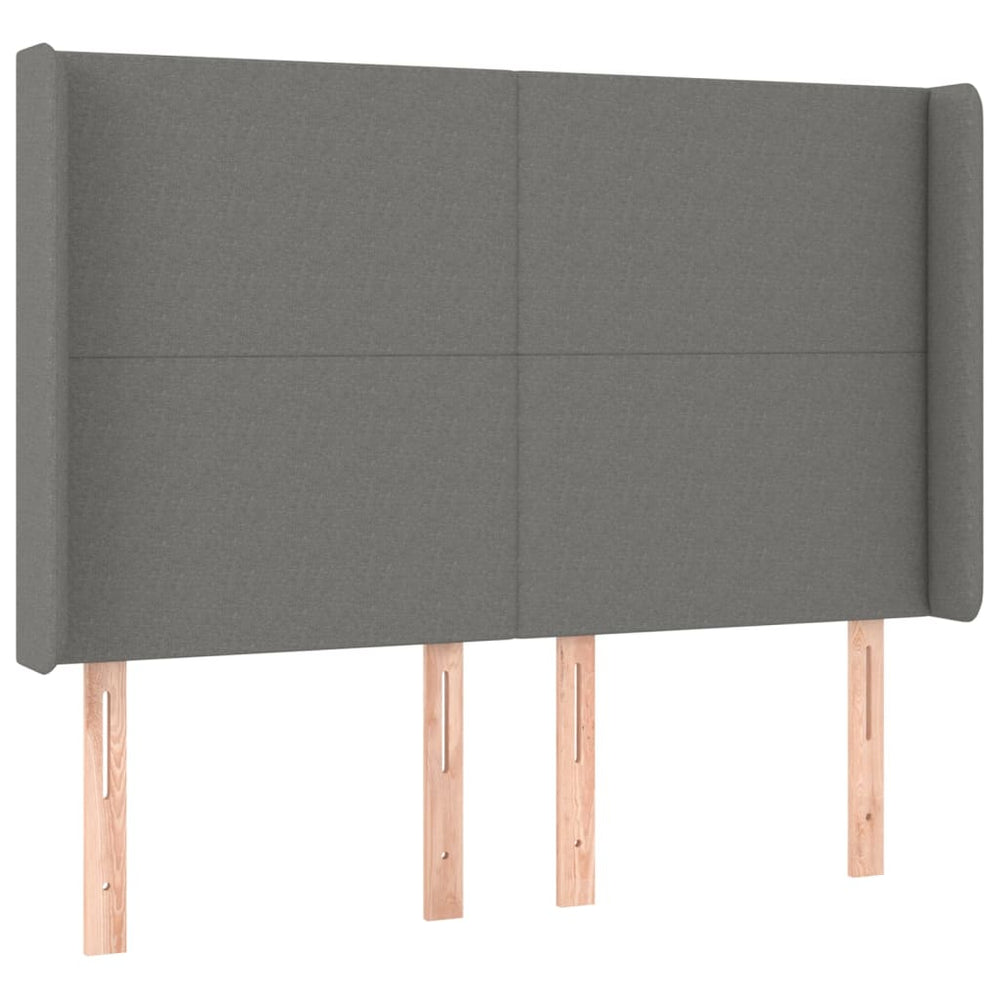 vidaXL Wingback Headboard Dark Grey 147x16x118/128 cm Fabric