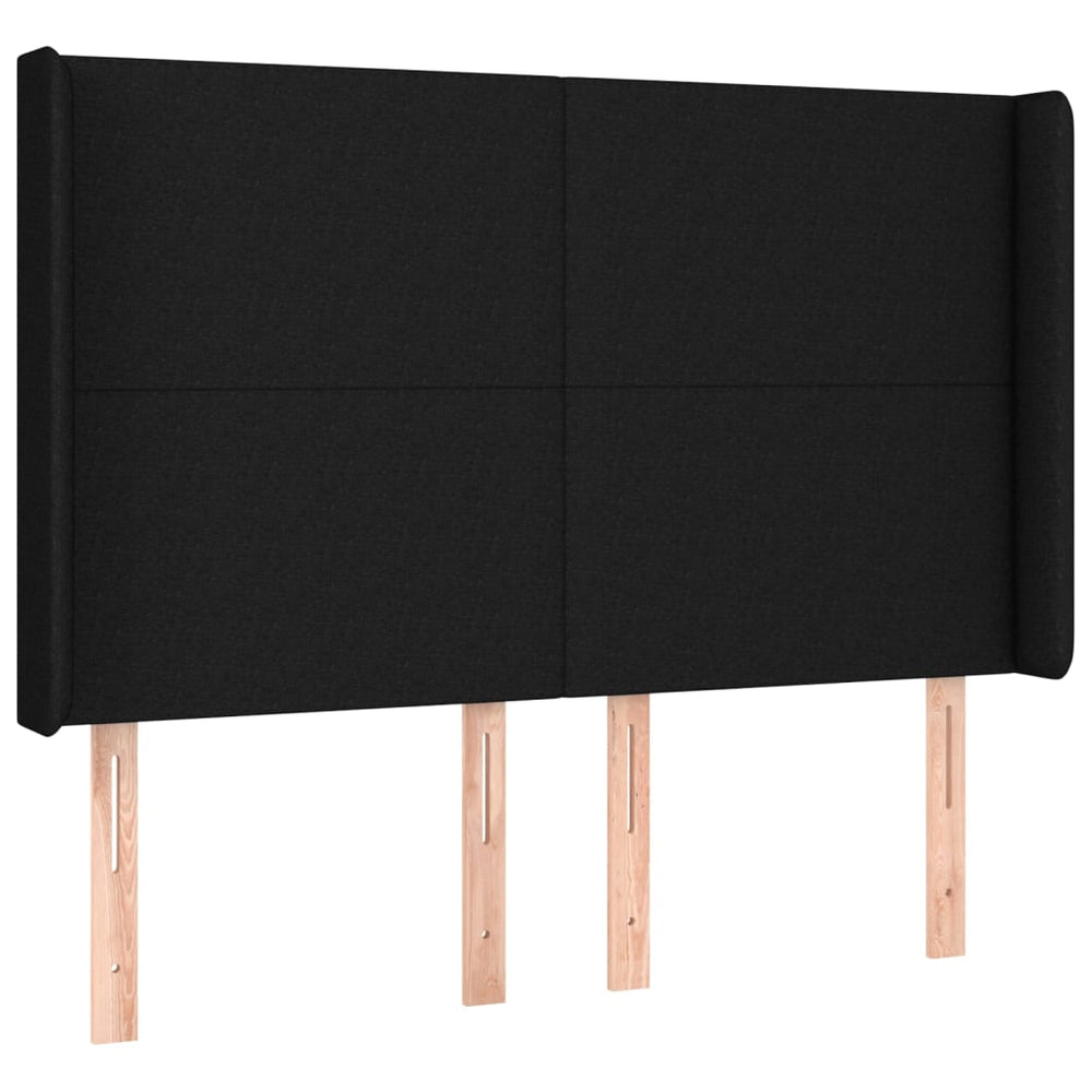 vidaXL Headboard with Wings Black 147x16x118/128 cm Fabric