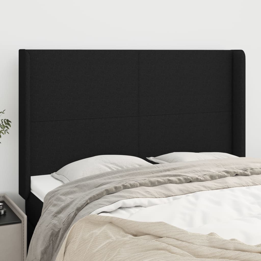 vidaXL Headboard with Wings Black 147x16x118/128 cm Fabric