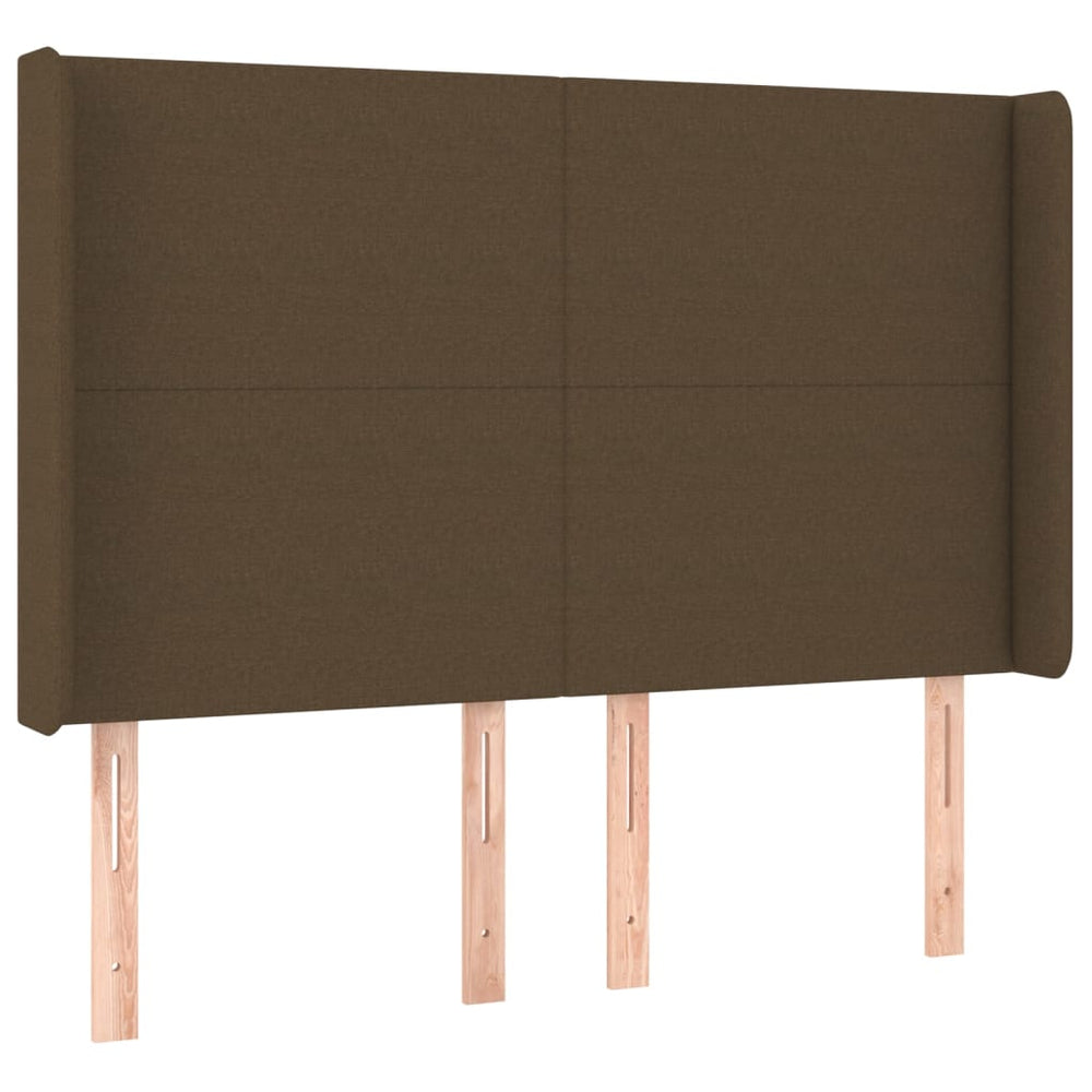 vidaXL Wingback Headboard Dark Brown 147x16x118/128 cm Fabric
