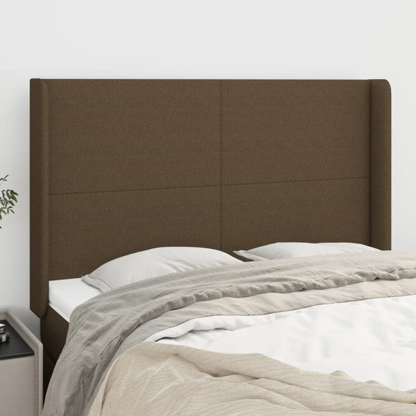 vidaXL Wingback Headboard Dark Brown 147x16x118/128 cm Fabric