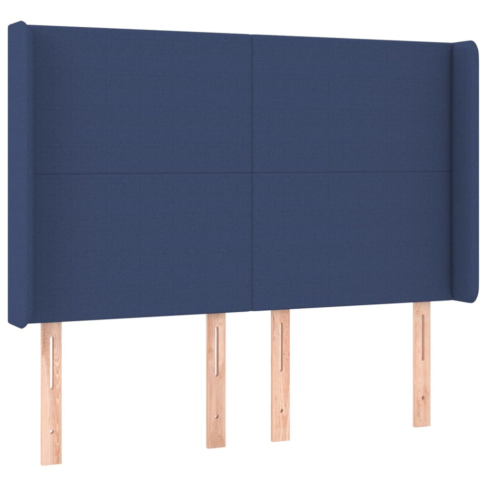 vidaXL Wingback Headboard Blue 147x16x118/128 cm Fabric