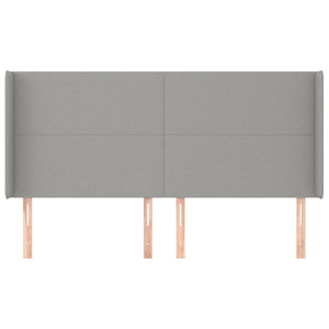 vidaXL Wingback Headboard Light Grey 163x16x118/128 cm Fabric