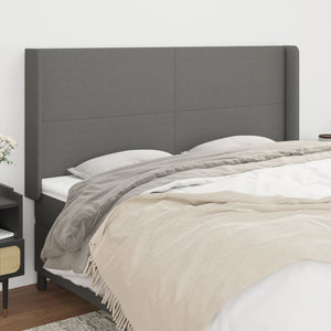 vidaXL Wingback Headboard Dark Grey 163x16x118/128 cm Fabric
