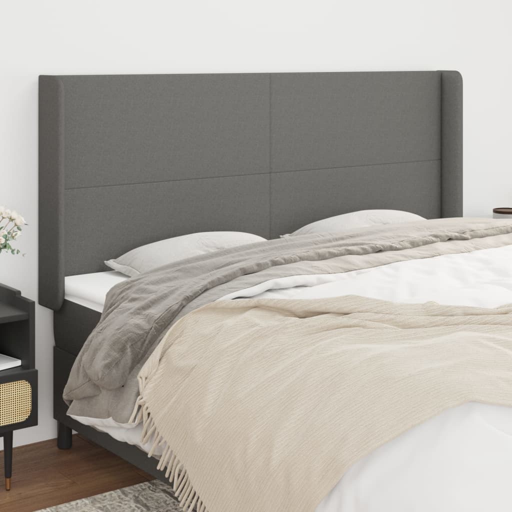 vidaXL Wingback Headboard Dark Grey 163x16x118/128 cm Fabric