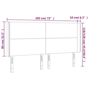 vidaXL Wingback Headboard Light Grey 183x16x118/128 cm Fabric