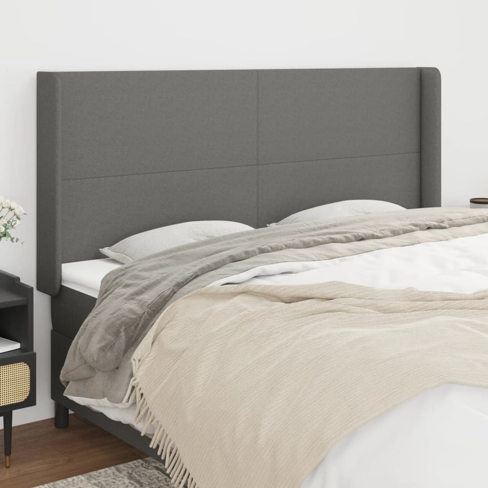 vidaXL Wingback Headboard Dark Grey 183x16x118/128 cm Fabric