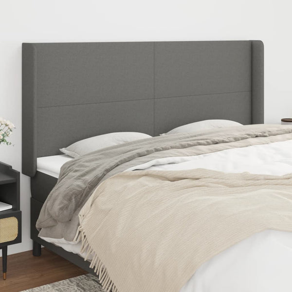 vidaXL Wingback Headboard Dark Grey 183x16x118/128 cm Fabric