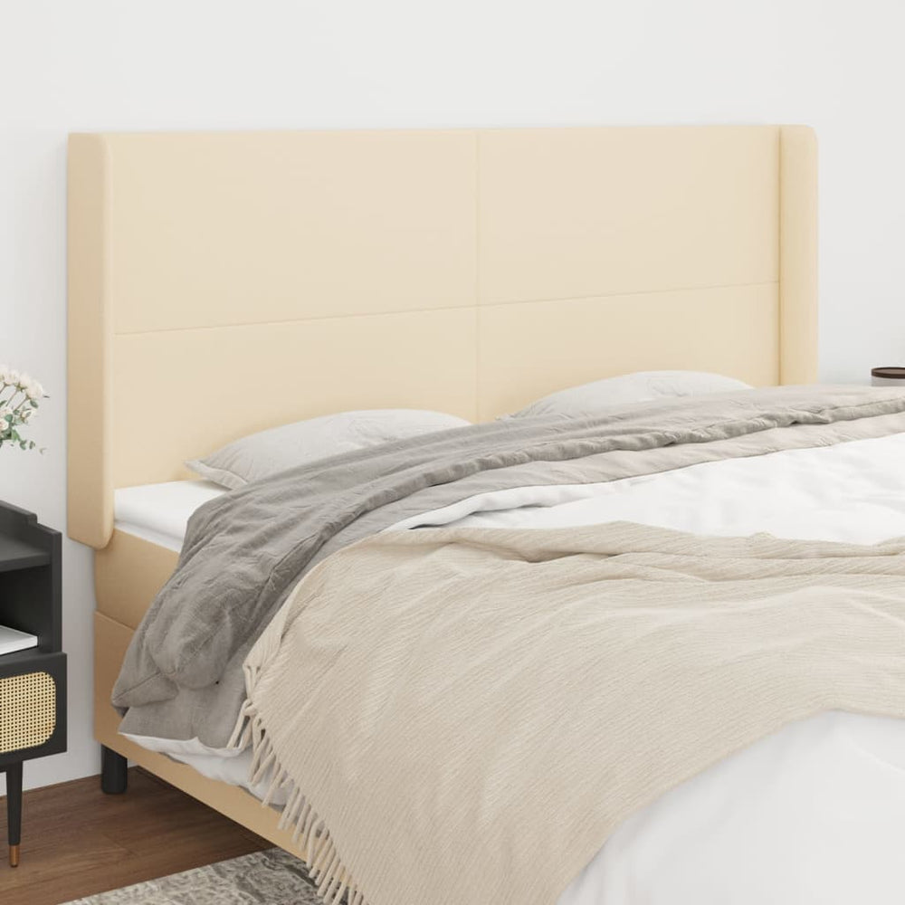 vidaXL Wingback Headboard Cream 183x16x118/128 cm Fabric