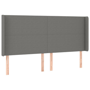 vidaXL Wingback Headboard Dark Gray 203x16x118/128 cm Fabric
