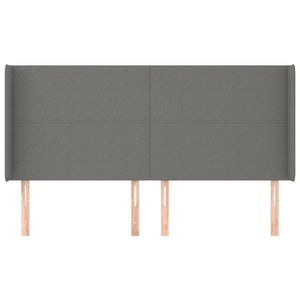 vidaXL Wingback Headboard Dark Gray 203x16x118/128 cm Fabric