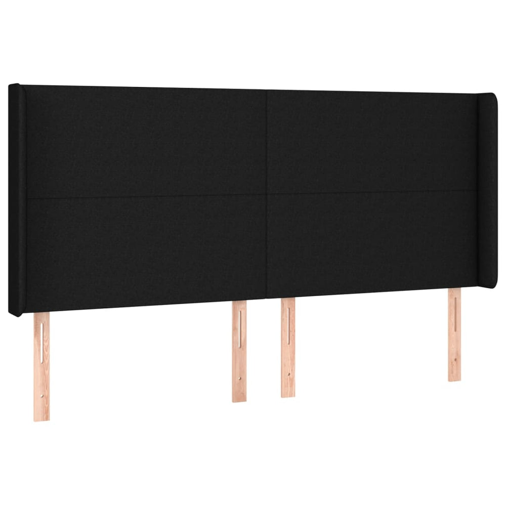 vidaXL Wingback Headboard Black 203x16x118/128 cm Fabric