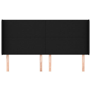 vidaXL Wingback Headboard Black 203x16x118/128 cm Fabric