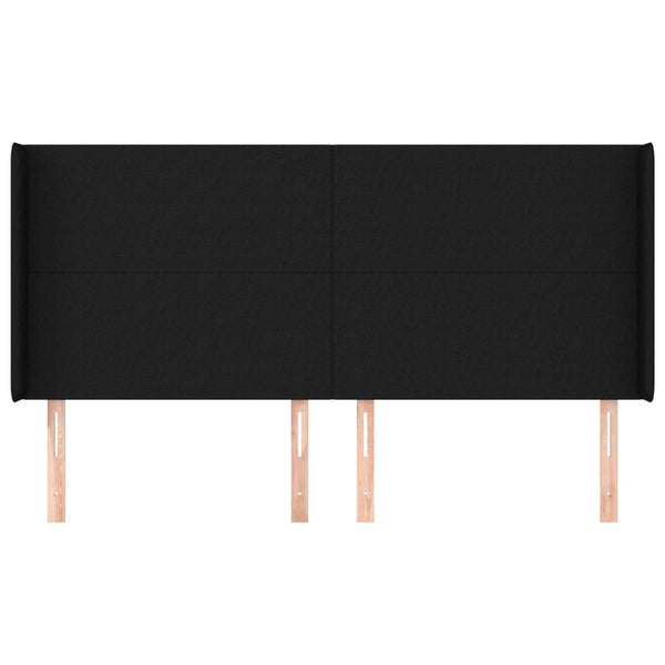 vidaXL Wingback Headboard Black 203x16x118/128 cm Fabric