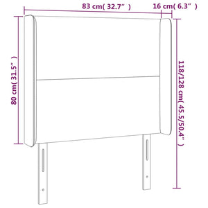 Kopfteil mit Ohren Hellgrau 83x16x118/128 cm Samt