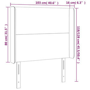 Kopfteil mit Ohren Hellgrau 103x16x118/128 cm Samt