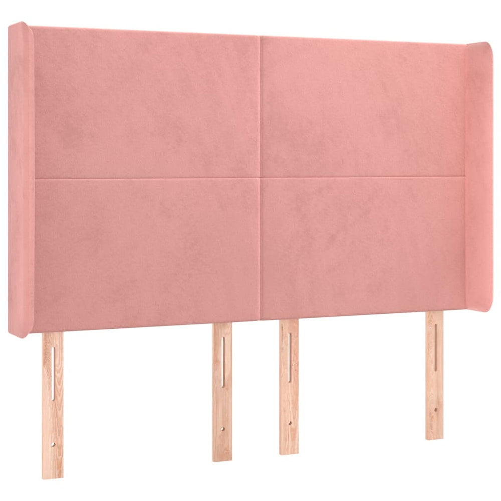 Kopfteil mit Ohren Rosa 147x16x118/128 cm Samt