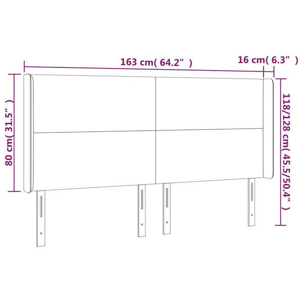 Kopfteil mit Ohren Rosa 163x16x118/128 cm Samt