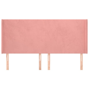 Kopfteil mit Ohren Rosa 203x16x118/128 cm Samt